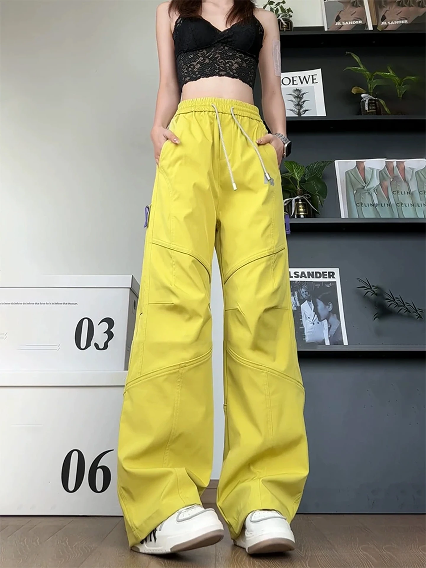 

Dopamine Mustard Yellow Soft Work Pants Men's Autumn American Functional Outdoor Sports Casual Trousers Waterproof Quic...