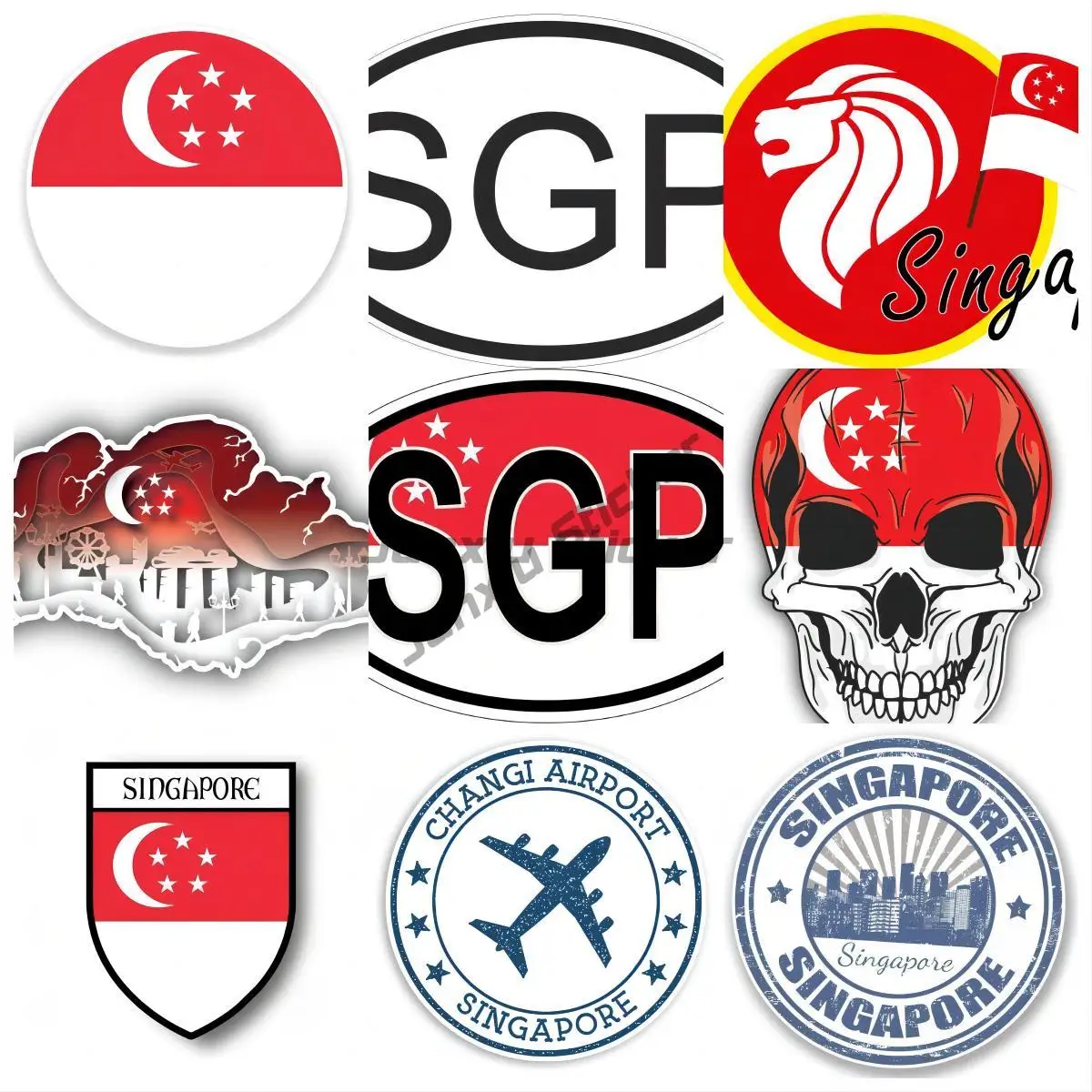 

Singapore Asian Travel Flag Car Bumper Sticker Bumper Window Phone Trunk Guitar Cover scratches Exterior Decor