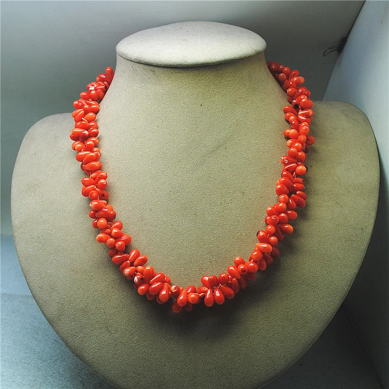 1PC New Women Necklace Natural Orange Coral Material 50CM Length Top Selling For Fashion Party Wearing