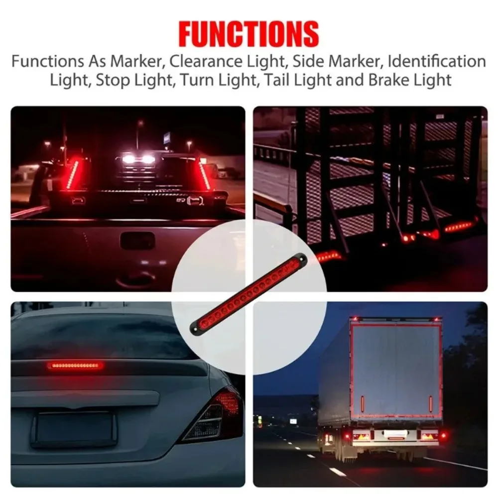 15 LED Strips Rear Windscreen Side Stop Warning Parking Automotive Accessories 12V Taillights Car Brake Lights Turn Signal Lamp