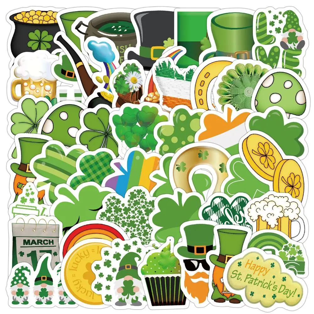 

100/50pcsSt. Patrick's Day stickers Rural Irish Holiday aesthetics Green cartoonDIY toy refrigerator cup graffiti decal stickers