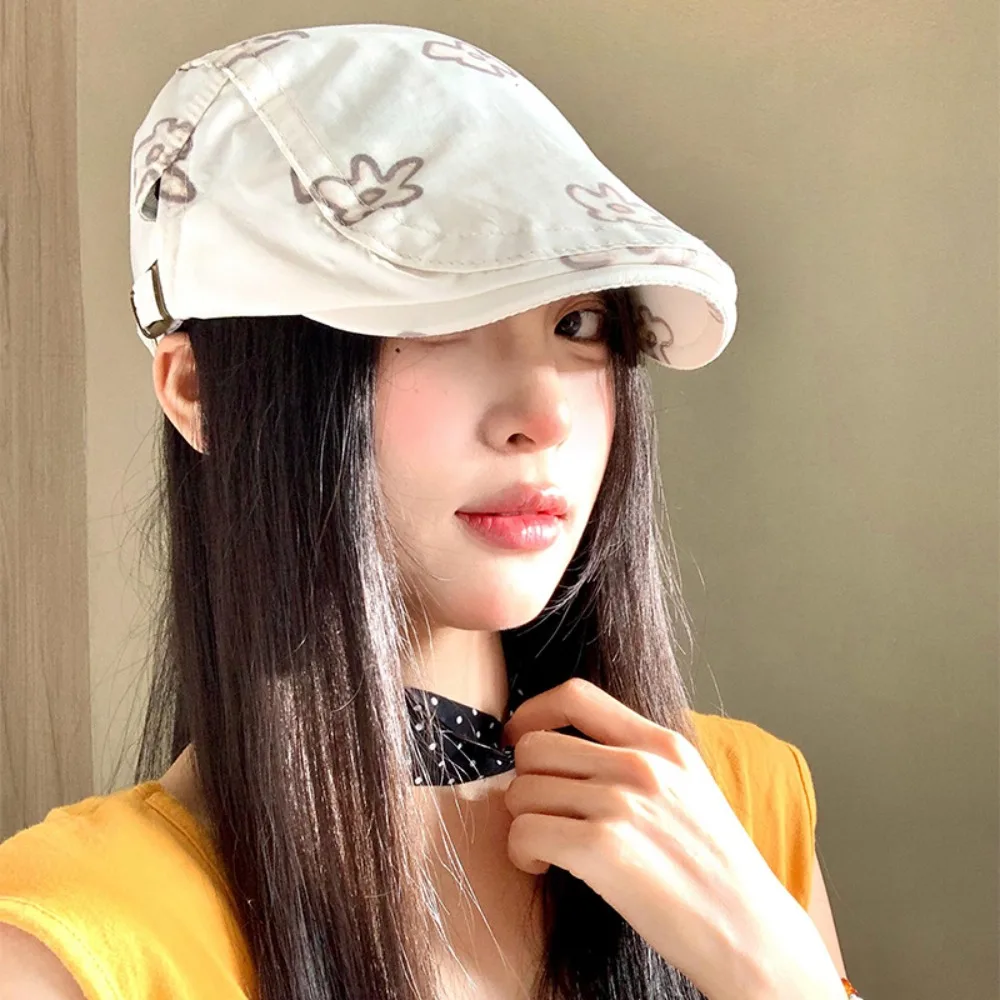 

Fashion Sweet Flower Beret Cartoon Casual Octagonal Hat British Style Artist Hat Y2k Painter Hat Streetwear