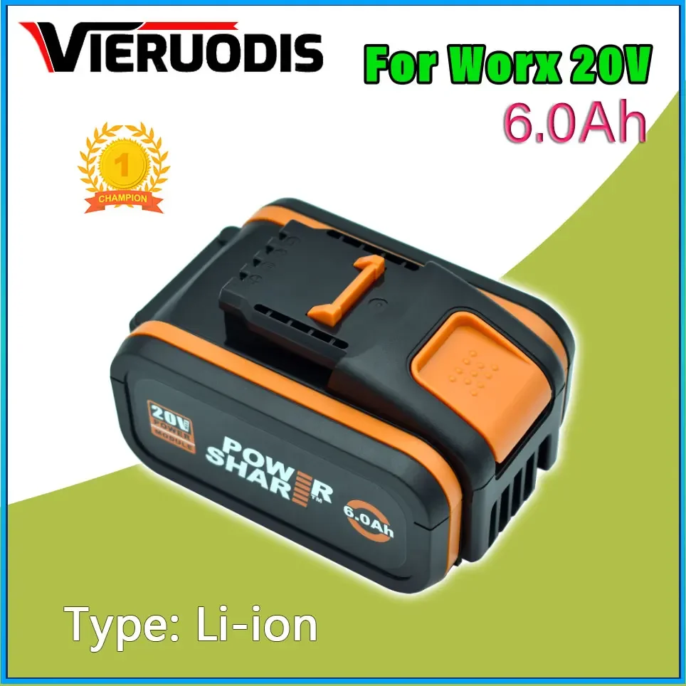 For 20V Battery 6000mah Li-ion for Worx WX390/WX176/WX166.4/WX372.1 WX800/WX678/WX550/WX532/WG894E WG629E/WG329E/WG2