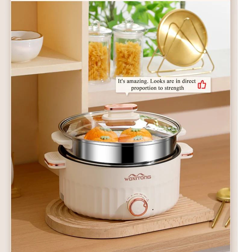 

Dormitory Cooker Multifunction Electric Cooker Household for Hot Pot Cooking and Frying and Double Layer Soup Heater Pot Fry Pot