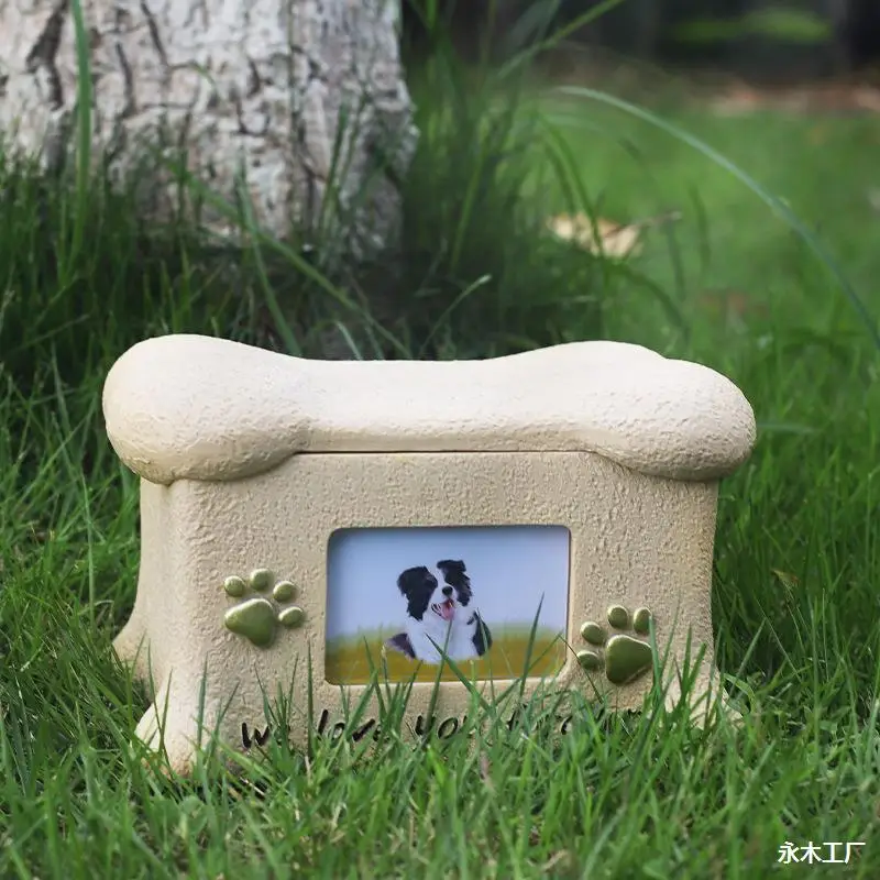 Creative Resin Creative Pet Dog Cinerary Casket with Photo Frame Kitten Puppy Animal Memorial Funeral Supplies Decorative Crafts