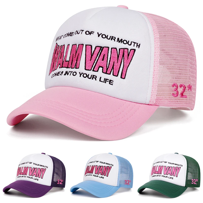 2026 New Hip Hop Hat WALM VANY Side Lipprint Embroidered Baseball Hat Daily Casual Decoration Hat Sunshade Hat Unisex Mesh Hat