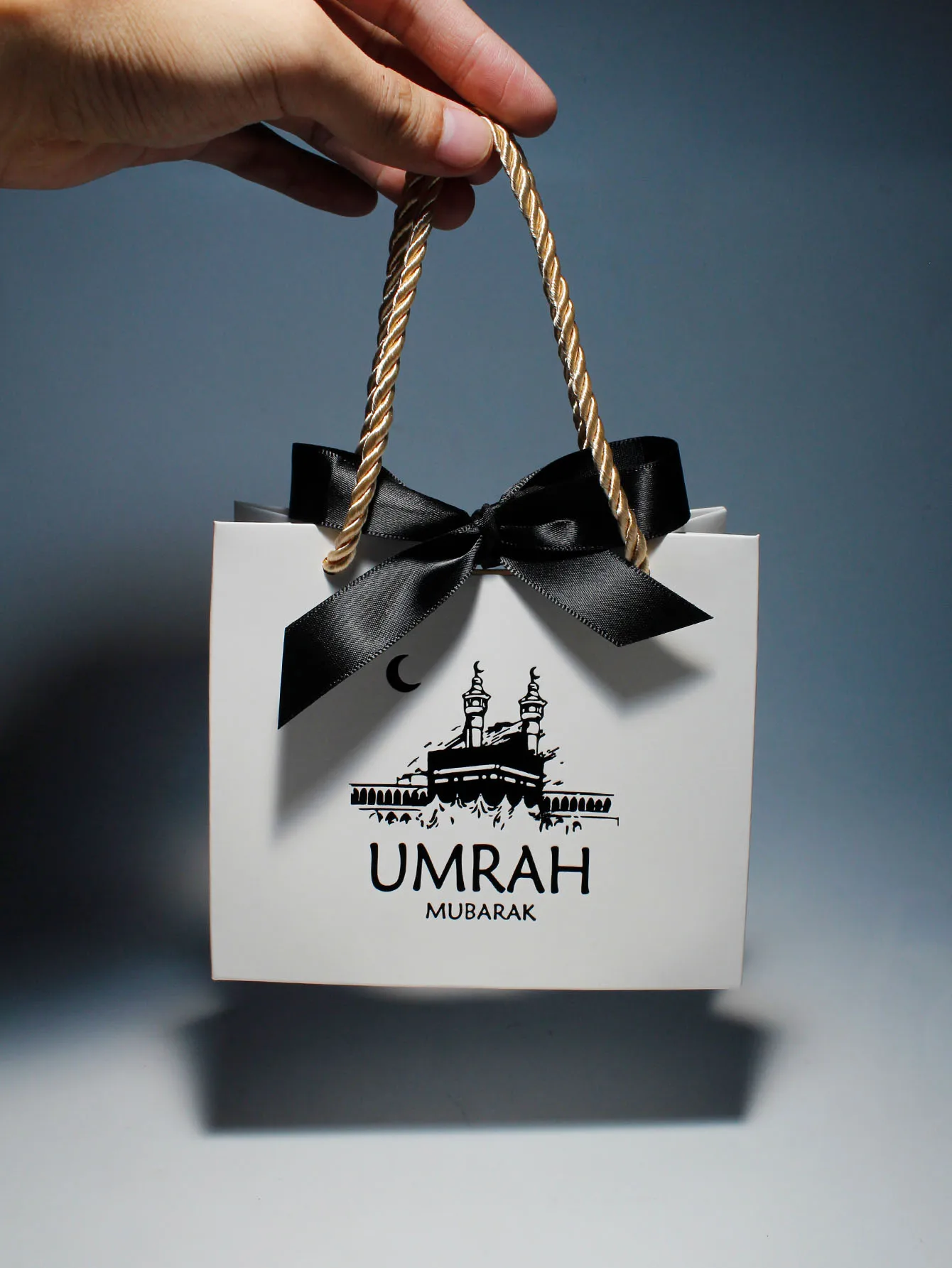 Eid Mubarak Favors Gifts Candy Boxes handbag Muslim Islamic Ramadan Kareem Party Decor，Handheld ribbon candy box ﻿