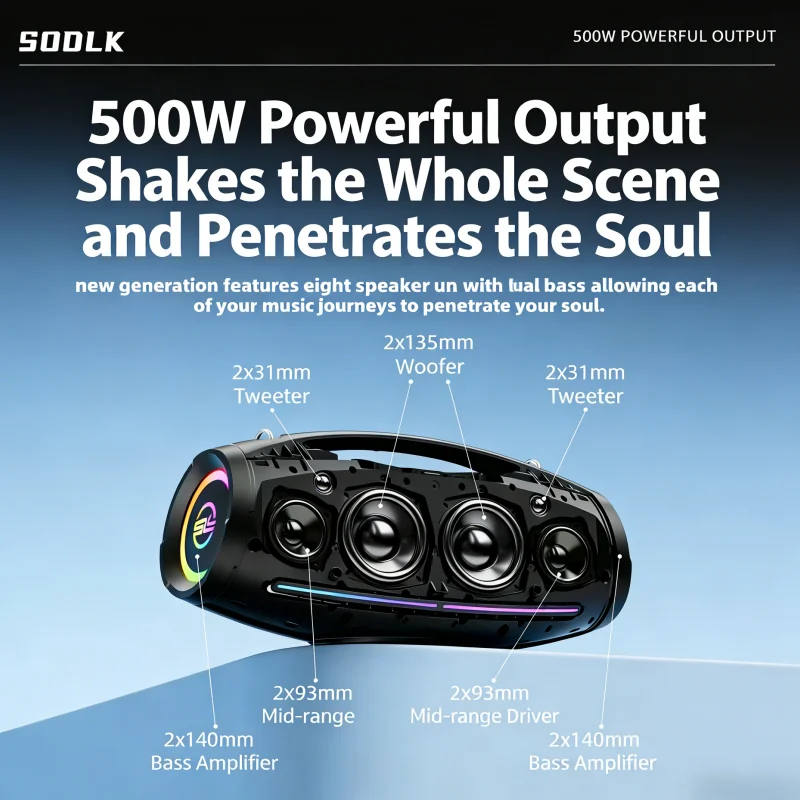 S1615Pro Premium 500W Wireless Speaker System 45000mAh Beast Life Battery Plastic Multi-Day Off-Grid Camping Adventure
