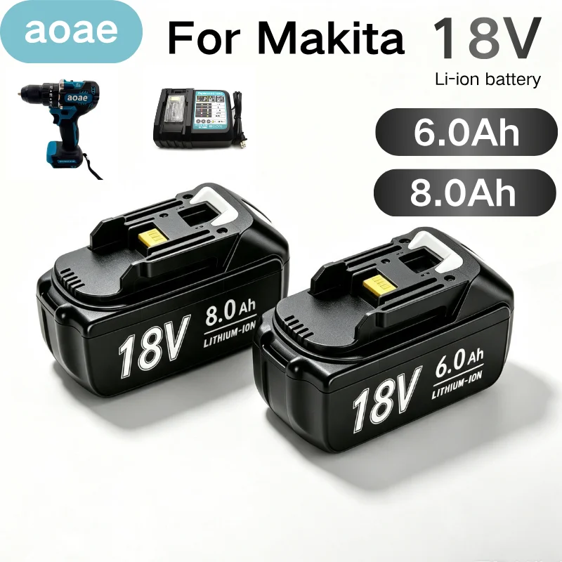 For Makita 18V Pack System 6Ah 8Ah Li-ion Battery DDF487 Brushless Cordless Electric Drill Screwdriver Power Tool Fast Charge