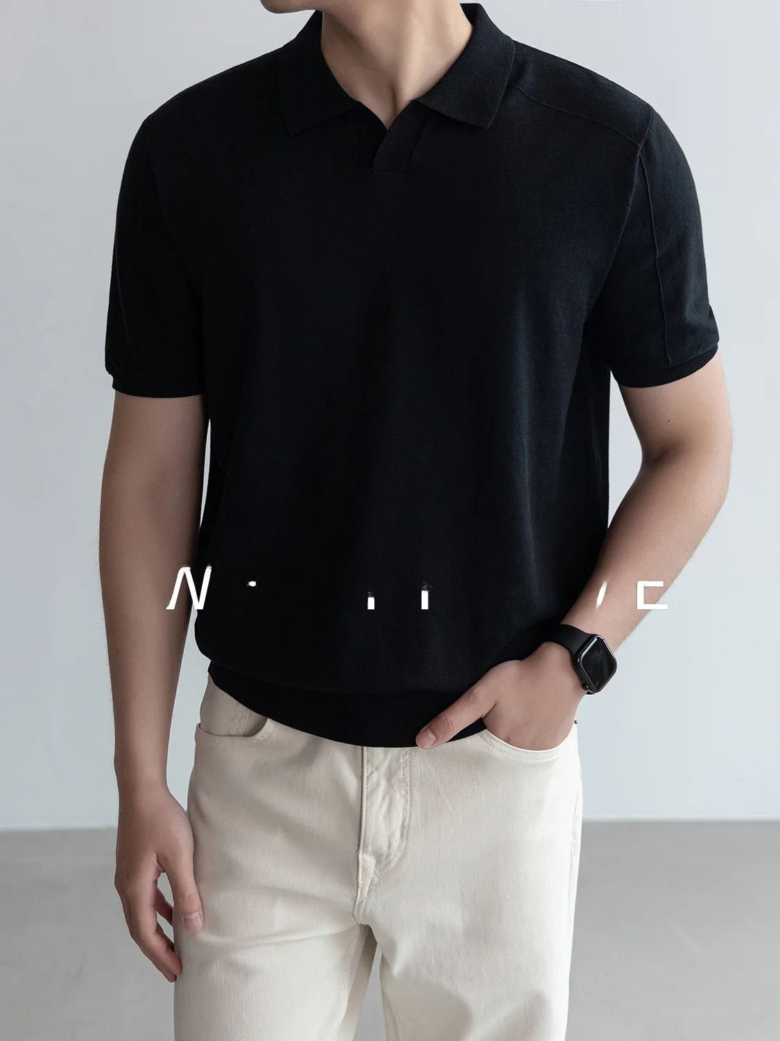 

Cool Feeling Summer Short Sleeve Men's Shirt Lenzing Modal Blend Casual Business Tie Neck T-Shirt Breathable Cotton Blen...