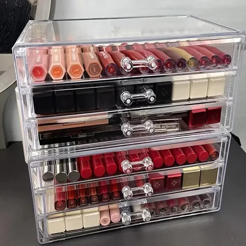 Clear Acrylic Nail Art Tools Layered Storage Box Dressing Table Multi Nail Polish Grid Box Desktop Drawer Storage Compartment