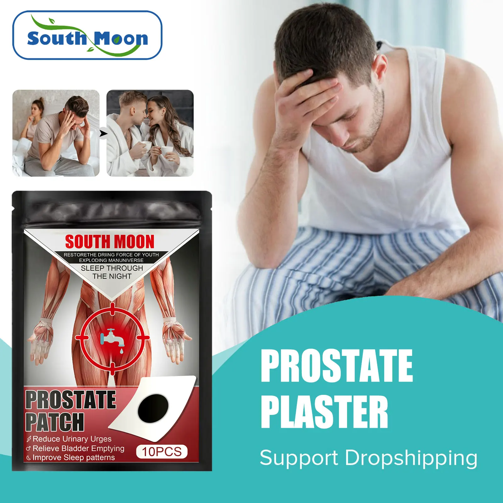 

South Moon Prostate Plaster Prostatitis Hyperplasia Enlarged Therapy Enhance Sexy Function Bladder Control Man Kidney Care Patch