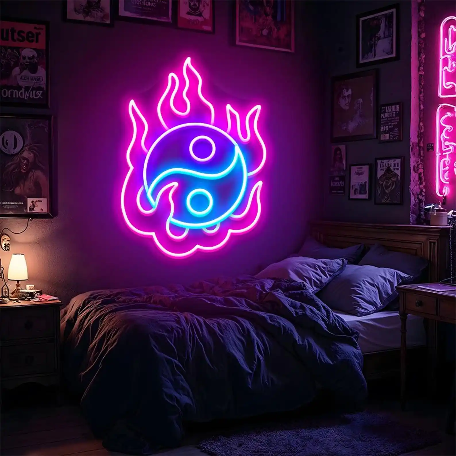 

Flame Neon Sign Wall Art Decor Custom Yoga Business Shop Game Room Decor USB Dimmable Sign for Bedroom Home Decor