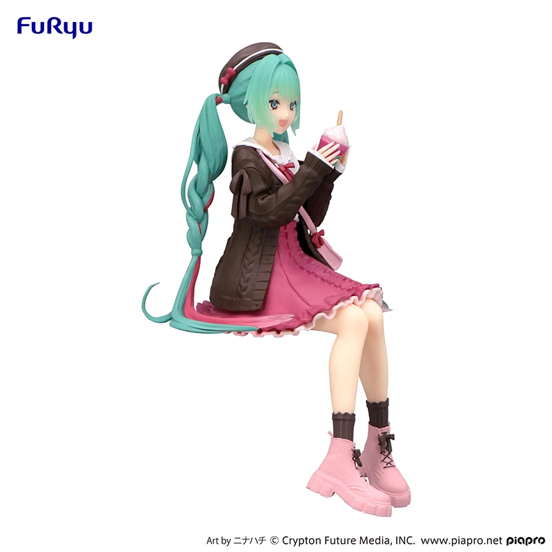 โมเดลฟิกเกอร์ตัวการ์ตูน Furyu Vocaloid, ฟิกเกอร์สีชมพูขนาด14ซม. ของขวัญตุ๊กตาโมเดลเครื่องประดับอนิเมะ