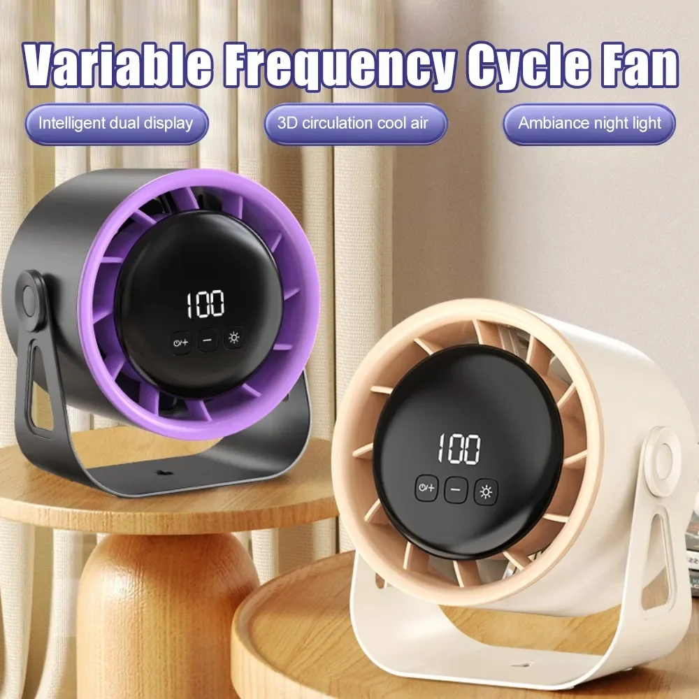 Multifunctional Desktop Circulation Fan 100 Wind Speeds LED Digital Display Home Quiet Wall Ceiling Fan with Warm Night Lights