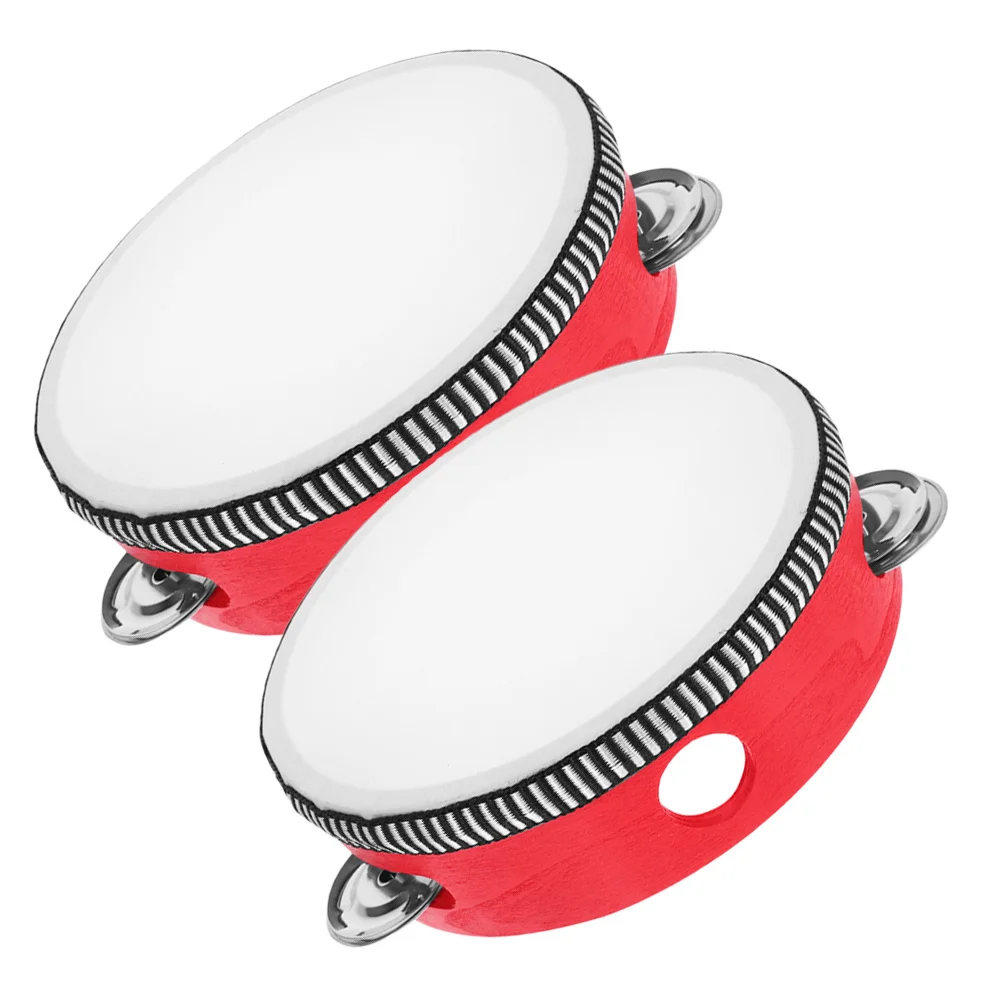 

2Pcs Musical Instrument Tambourine Drum for Kids Hand Percussion Lightweight Portable Rhythm Learning Tool for Child Music
