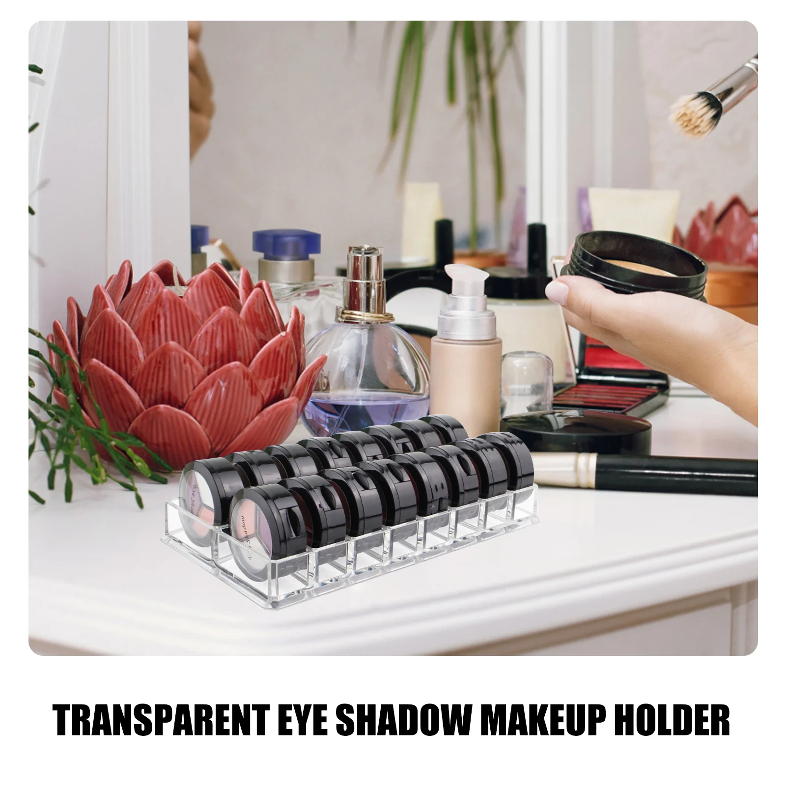 16 Grids Acrylic Blush Storage Box For Powder Jewelry Organizer Makeup Display Holder Desktop Case Container