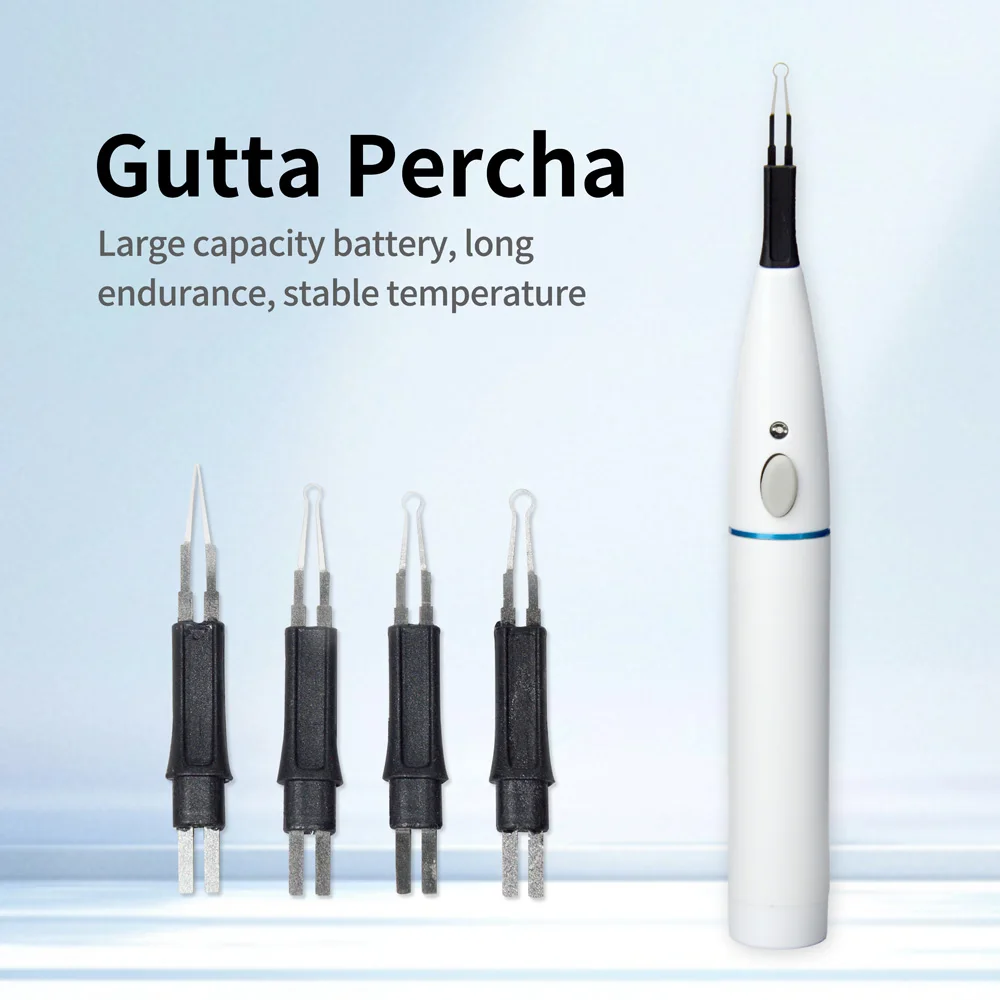 1 Kit de coupe-gutta-percha dentaire sans fil pour endodontie, 4 pointes chauffantes, pour traitement des canaux radiculaires