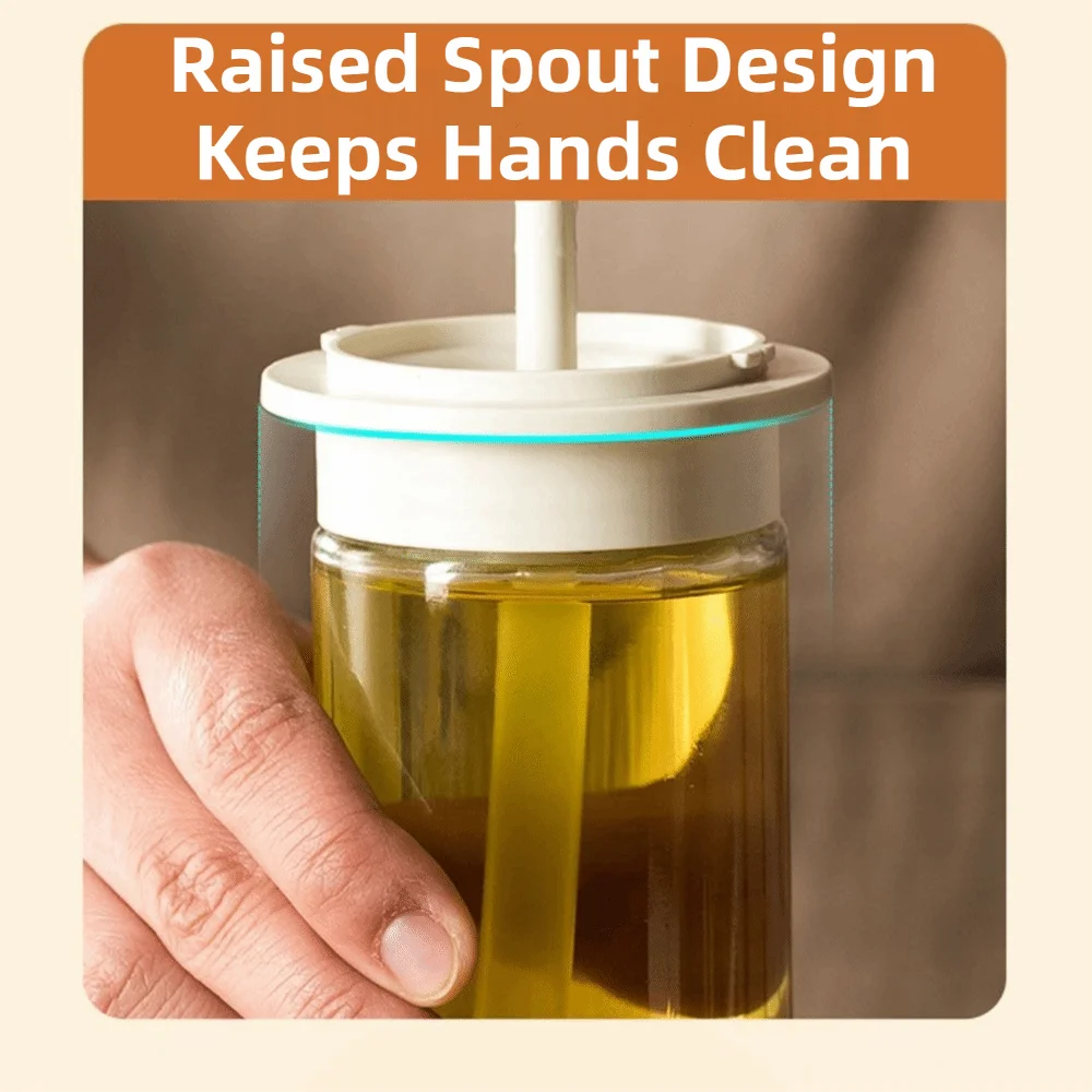 Easy To Clean 2 in 1 Measuring Oil Bottle 180ML Heat Resistant Oil Dispenser Bottle Leak-Proof Portable Oil Brush Bottle Baking