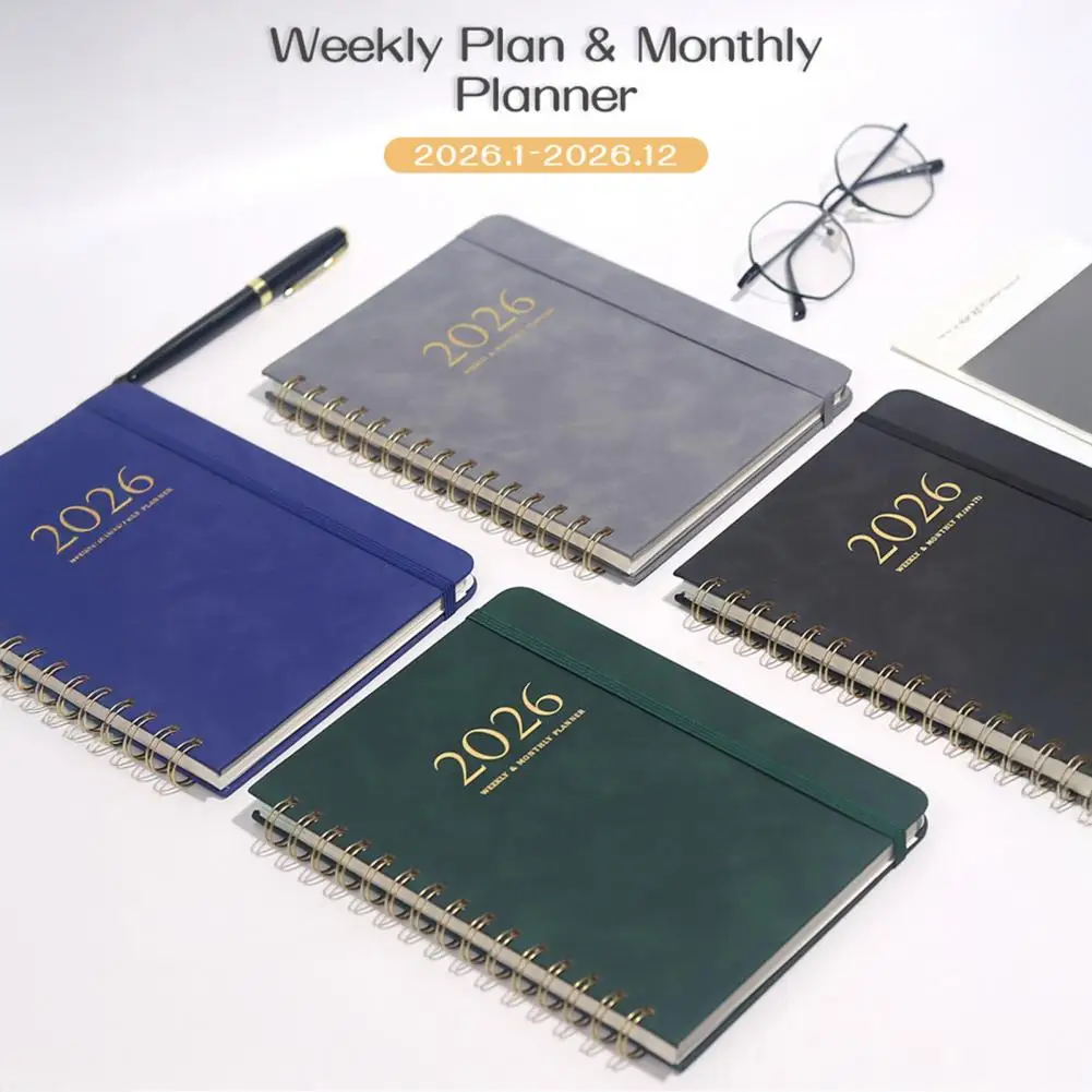 Organizador multifuncional 2026 planificador elegante tamaño A5 2026 planificador mensual semanal Agenda Bloc de notas para útiles escolares portátil