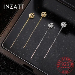 INZATT Real 925 Sterling Silver Hollow Flower Tassel Stud Earrings For Women Cute Plant Fine Jewelry Minimalist Accessories