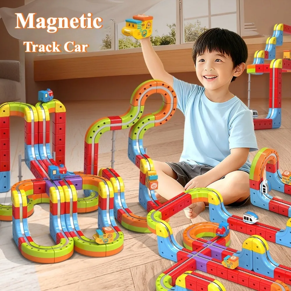 DIY Montieren Magnetische Track Zug Spielzeug 3D Elektronische Magische Schiene Auto Bau für Kinder Pädagogisches Spielzeug Weihnachten Geschenk