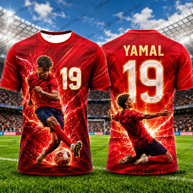 2026 Neues ChatGPT Yamal Nr.19 Bedrucktes Fußballtrikot Herren T-Shirt Sommer Sport Atmungsaktives Schnelltrocknendes T-Shirt Lässige Kinder-/Erwachsenen-Oberteile – Detail 7