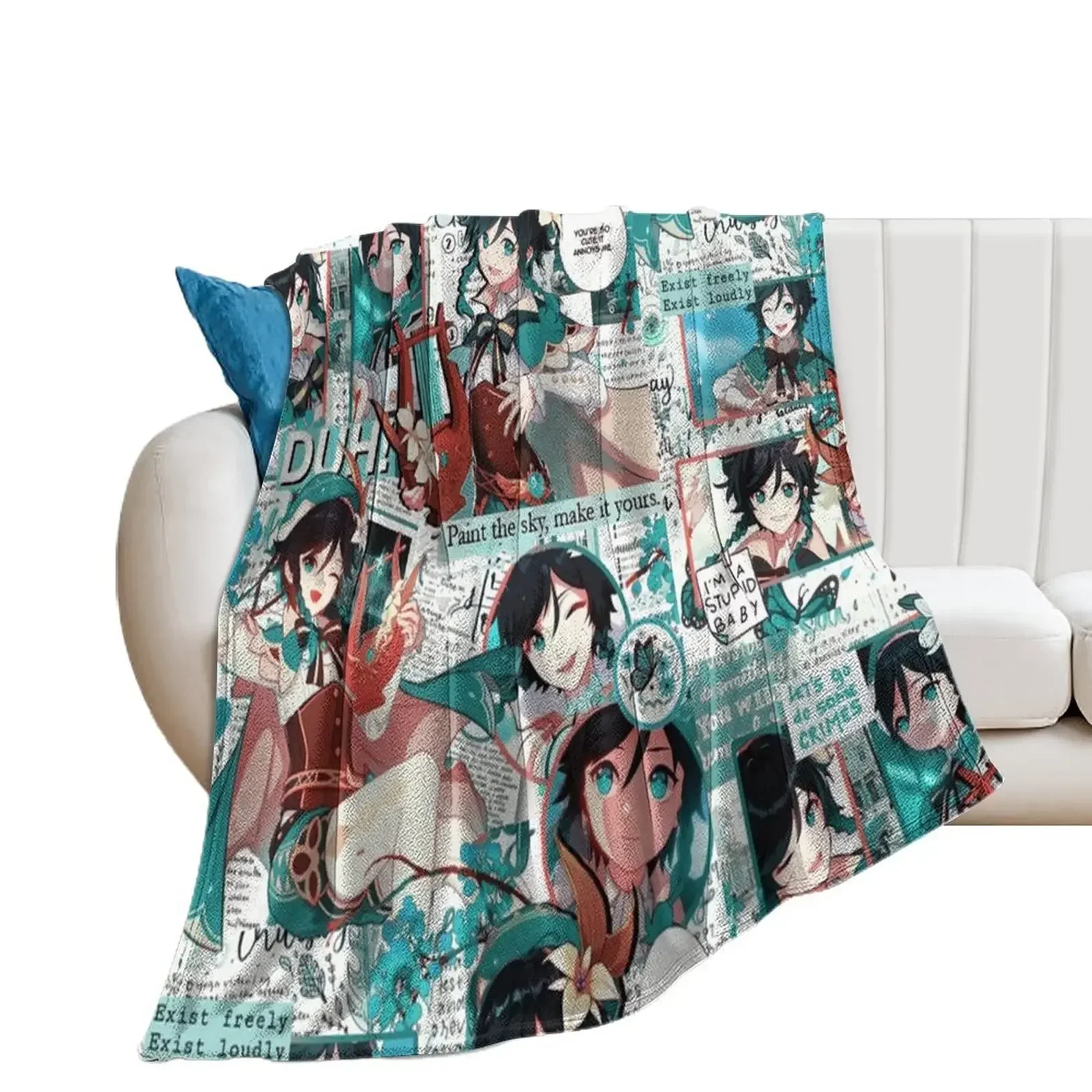 

Genshin Impact collage - Venti Throw Blanket Large sofa bed For Sofa Thin Flannel Fabric Blankets