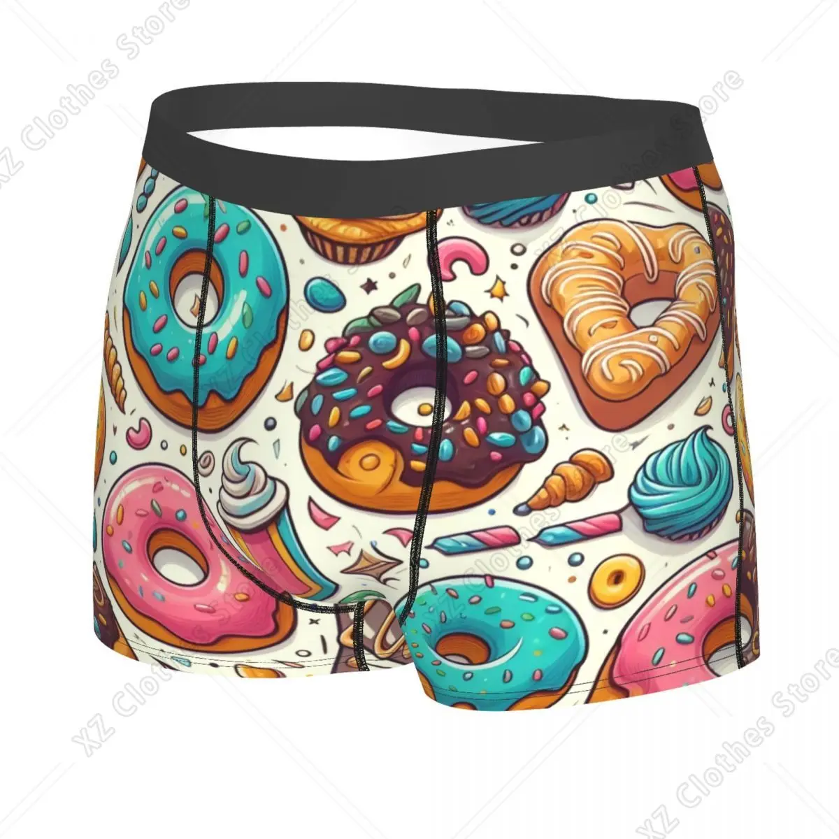 Custom Colorful Candy Donuts Underwear Men Stretch Boxer Briefs Shorts Panties Soft Underpants For Male