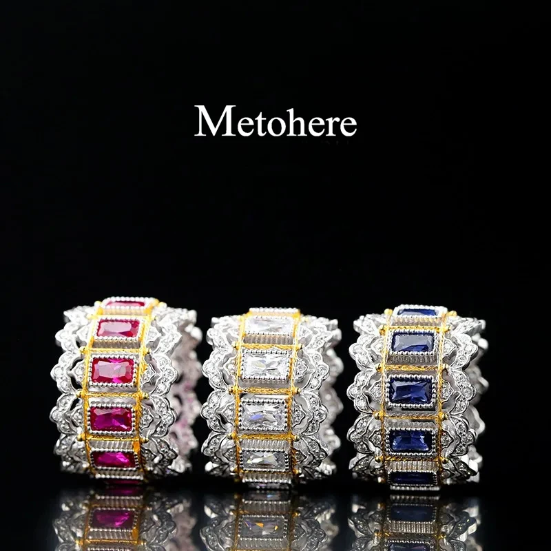 Metohere|2024 new stylish personality green square zircon ring lady elegant ring