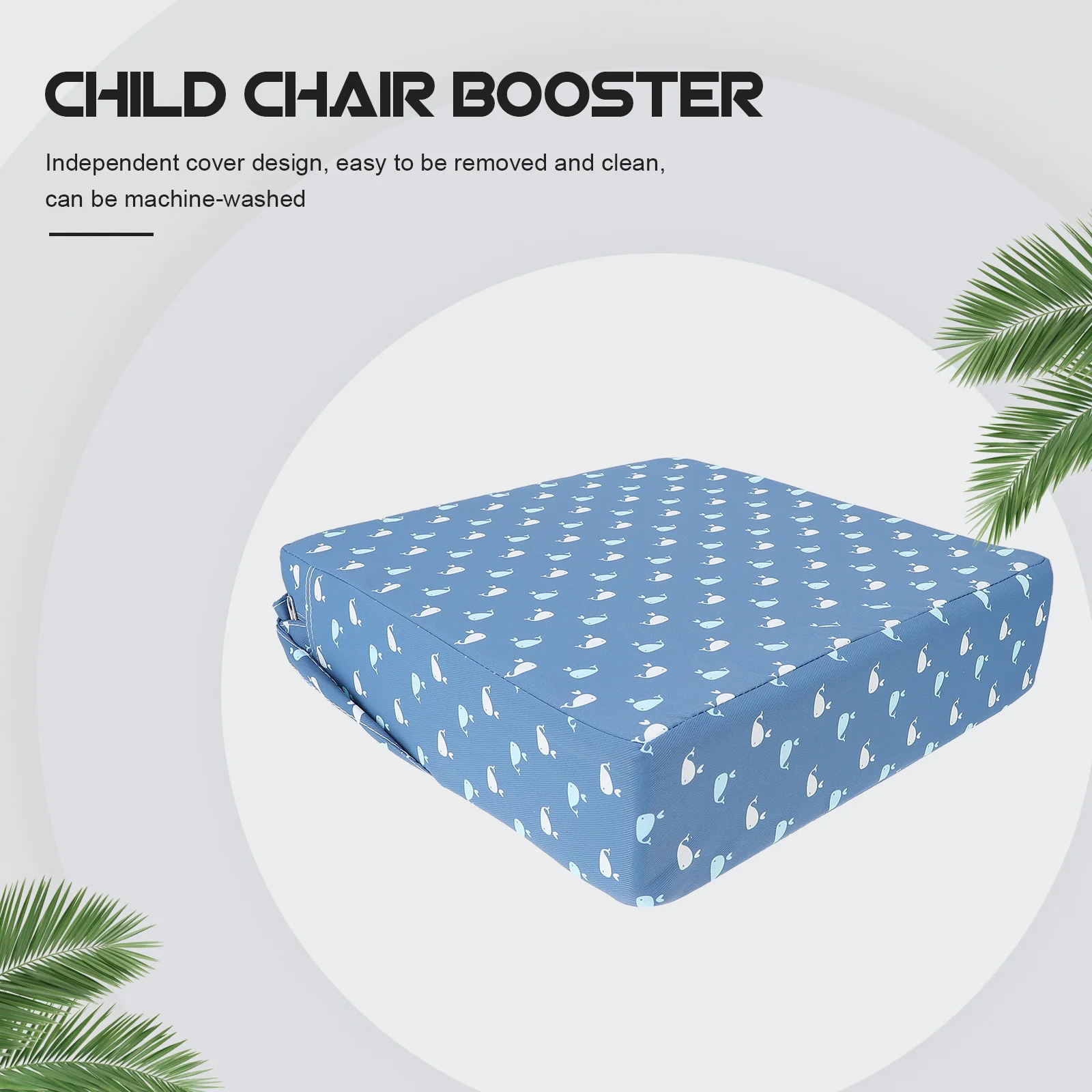 

1Pcs Kids Chair Increasing Cushion Blue Portable Waterproof Booster Home Dining Seat Lift Pad Adjustable Strap