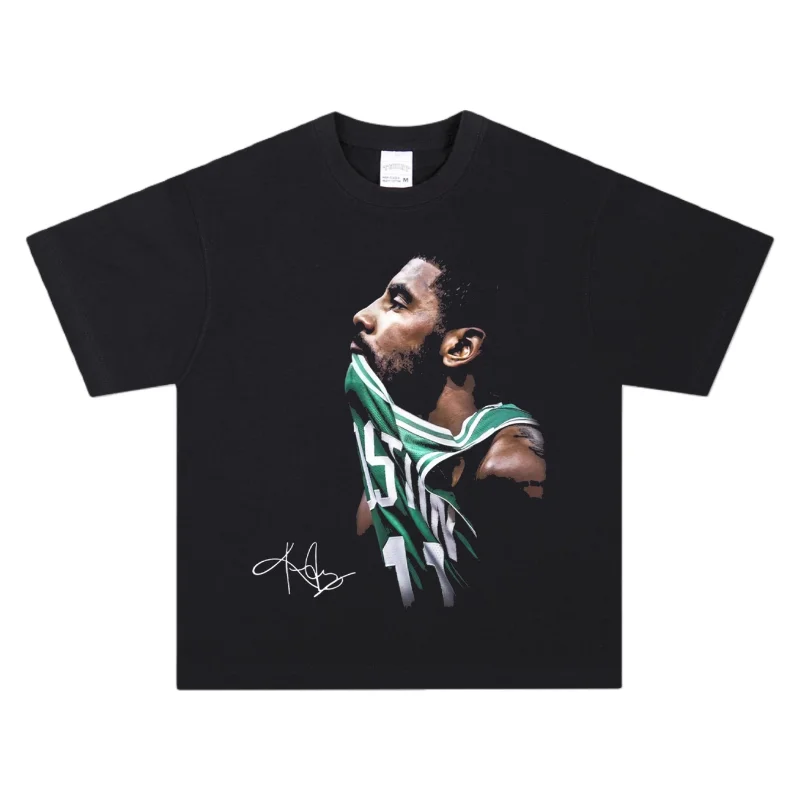 Camiseta Retro de Kyrie Irving con Retrato, Estilo Vintage de Algodón, para Fanáticos del Baloncesto, Ropa Casual para Exteriores, Atuendo de Moda Clásica