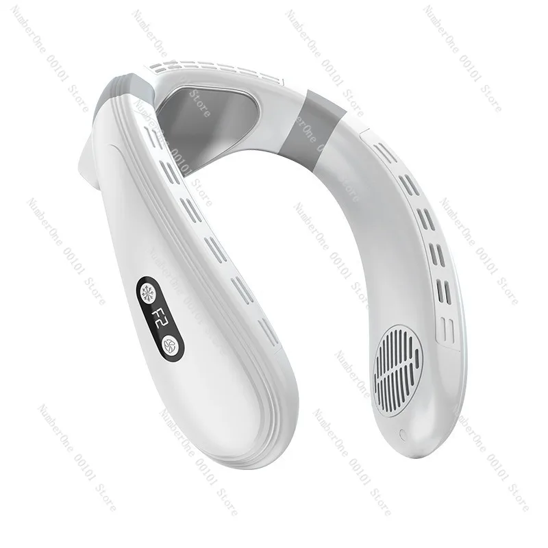 Bladeless neck hanging usb mini portable outdoor digital display semiconductor refrigeration neck fan