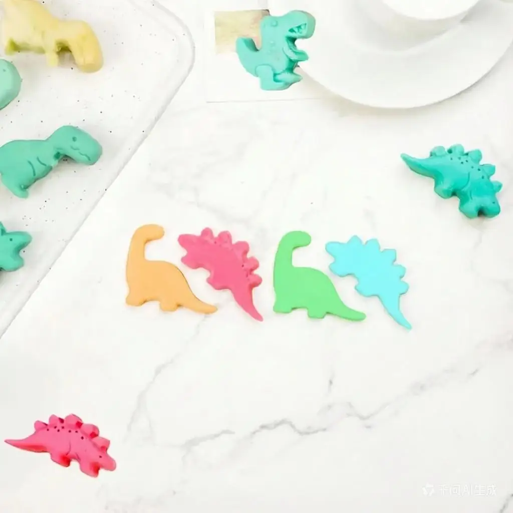 Molde de silicona de dinosaurio para crayones, suministros para hacer jabón de dinosaurio, bandeja para chocolate, dulces, cubitos de hielo, decoración para pasteles y cupcakes para baby shower