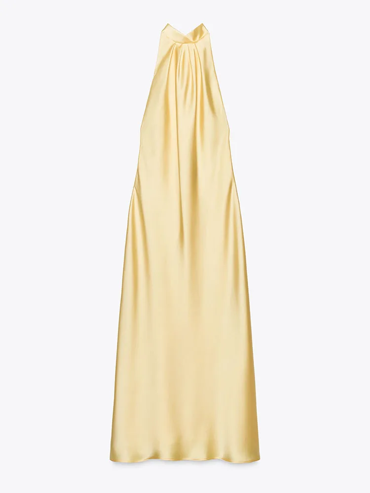 

Сексуальная шелковая атласная юбка ter Ne Midi Dr, женская одежда для поездок на работу, юбка трапециевидной формы с высокой талией, полиэфирное волокно