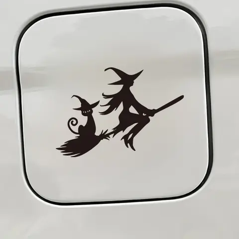 Witch on broom with cat Decals creative&funny stickers for cartoon fans&lover,high quality for car trucks motorcycles & laptops
