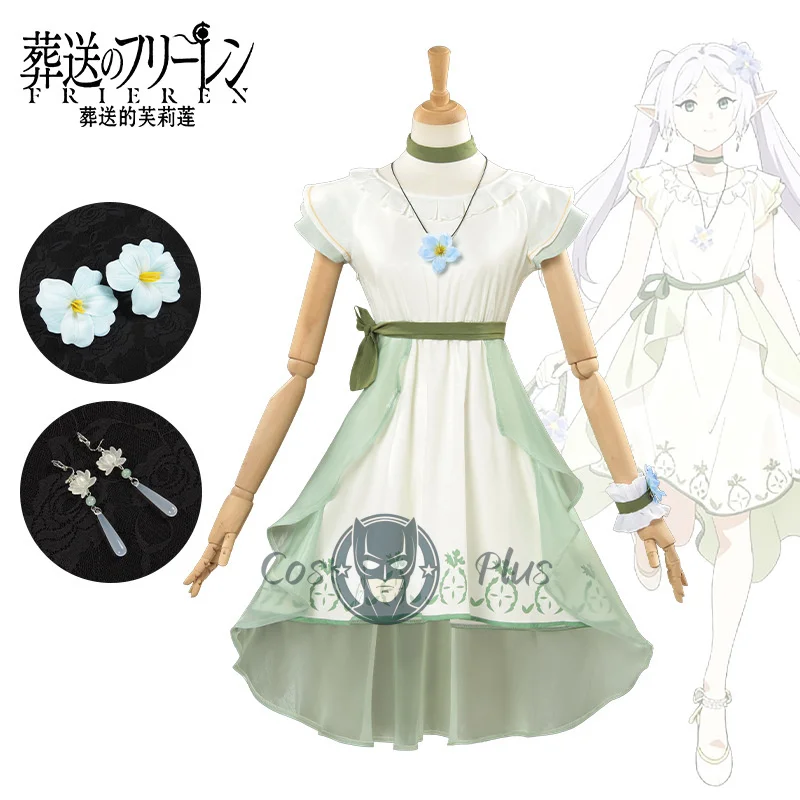 

Аниме-игра Frieren: Beyond Journey's End Frieren, карнавальный костюм, белое платье принцессы, повседневная юбка, женский сексуальный костюм для отдыха