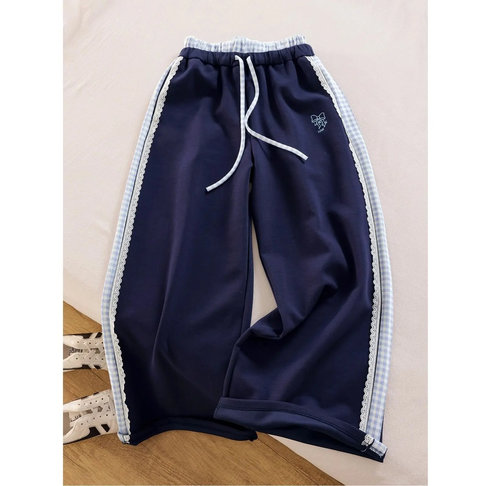 ارتفاع الخصر منقوشة الربط سراويل تقليدية المرأة فضفاضة مستقيم الساق بنطلون لا تبول حول الساق القرد التخسيس و Sli