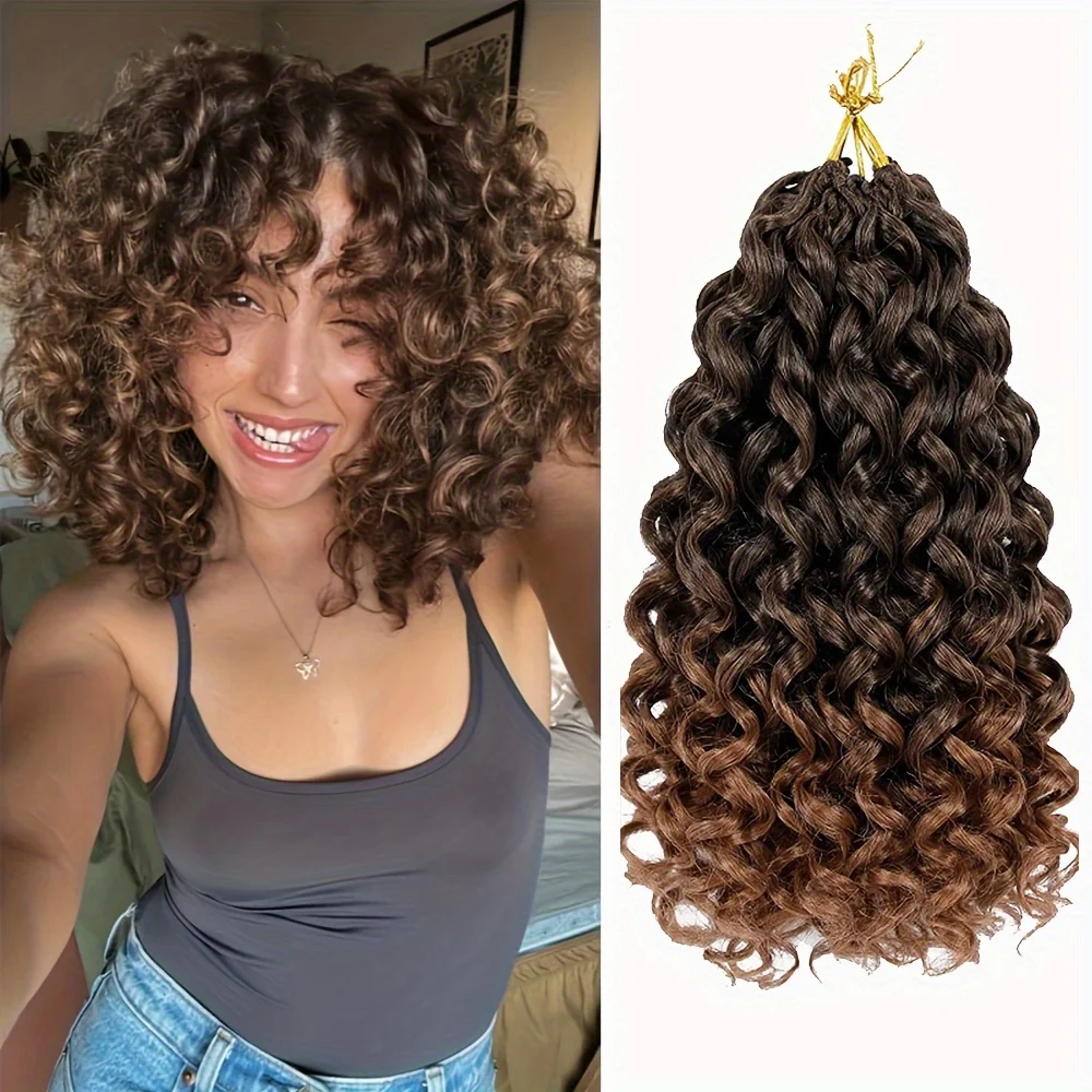 3 عبوات من وصلات الشعر الكروشيه GoGo Curl مقاس 10 بوصات، وضفائر صندوقية مسبقة الحلقات، وتجعيدات أفريقية صناعية بموجة المحيط، وألياف تتحمل درجات الحرارة العالية