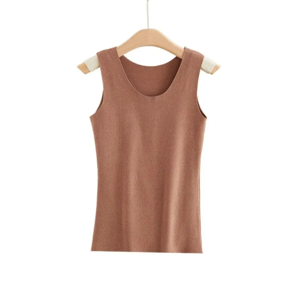 

Solid Color Intimates Accessories German Fleece Tanks Women Vest Self Heating Undershirts Korean Style Bottoming Shirt