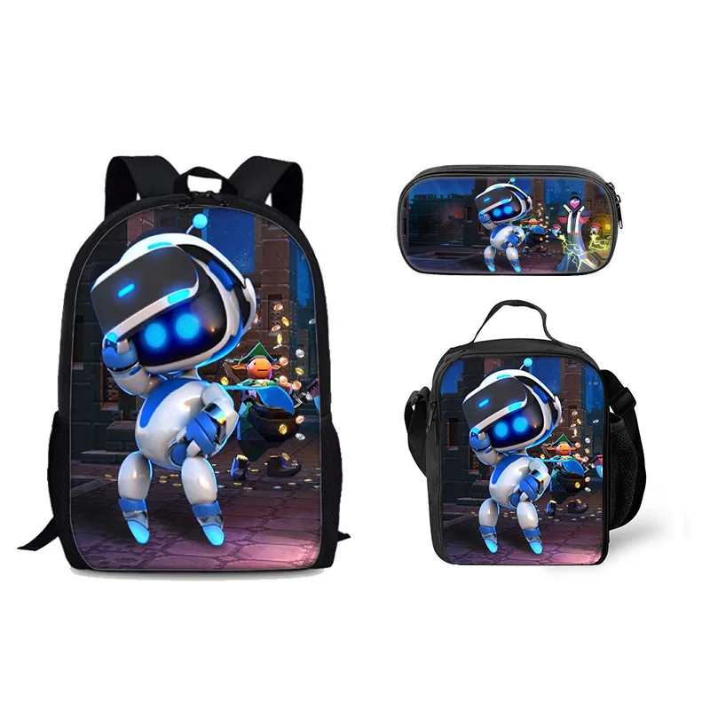 New Three Piece Shoulder Crossbody Pen Bag, Astro Bot, Space Robot Backpack For The New School Season