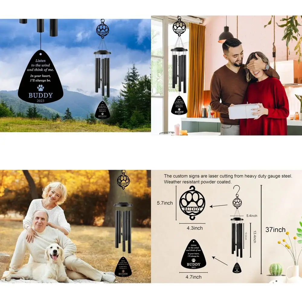 

Customized Pet Memorial Wind Chimes - Personalized Wind Chime for Loss of a Beloved Dog or Pet - Sympathy Gift for Grieving Pet