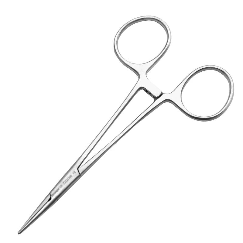 Abrazadera de acero inoxidable para mosquitos y vasos sanguíneos, párpados dobles, cabeza curva recta, dientes completos, 14cm, 16 Forcep hemostático grande, 12,5 cm