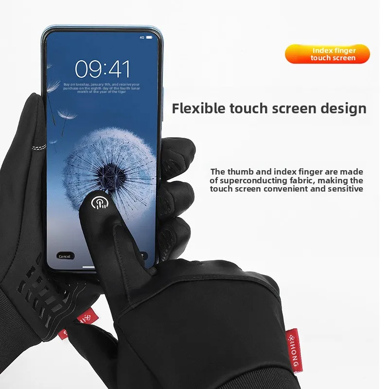 الرياضة في الهواء الطلق قفازات دافئة الشتاء الرجال يندبروف زائد المخملية سميكة المضادة للرذاذ عدم الانزلاق دراجة شاشة تعمل باللمس قفازات ركوب الدراجات