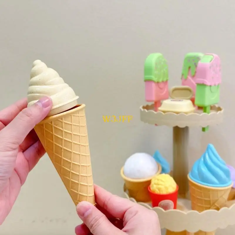 W3JF creative plástico helados plástico para herramienta aprendizaje del juego rol los niños pequeños