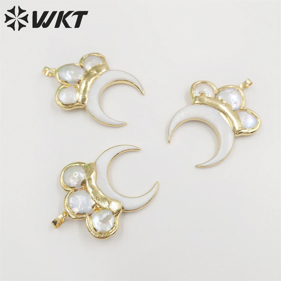 

WT-MP254 WKT новый дизайн модный натуральный жемчуг и ракушка рог кулон для шеи леди позолоченные ювелирные изделия ACC