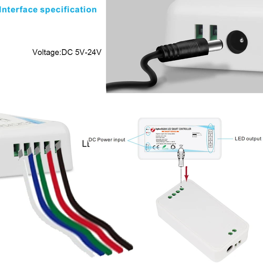 Zigbee 4 in1 RGBW RGBWW lampa Led DC24V 5M-20M 5050 elastyczny pasek LED 12mm PCB dekoracja oświetlenie kuchenne do sypialni Tuya inteligentna