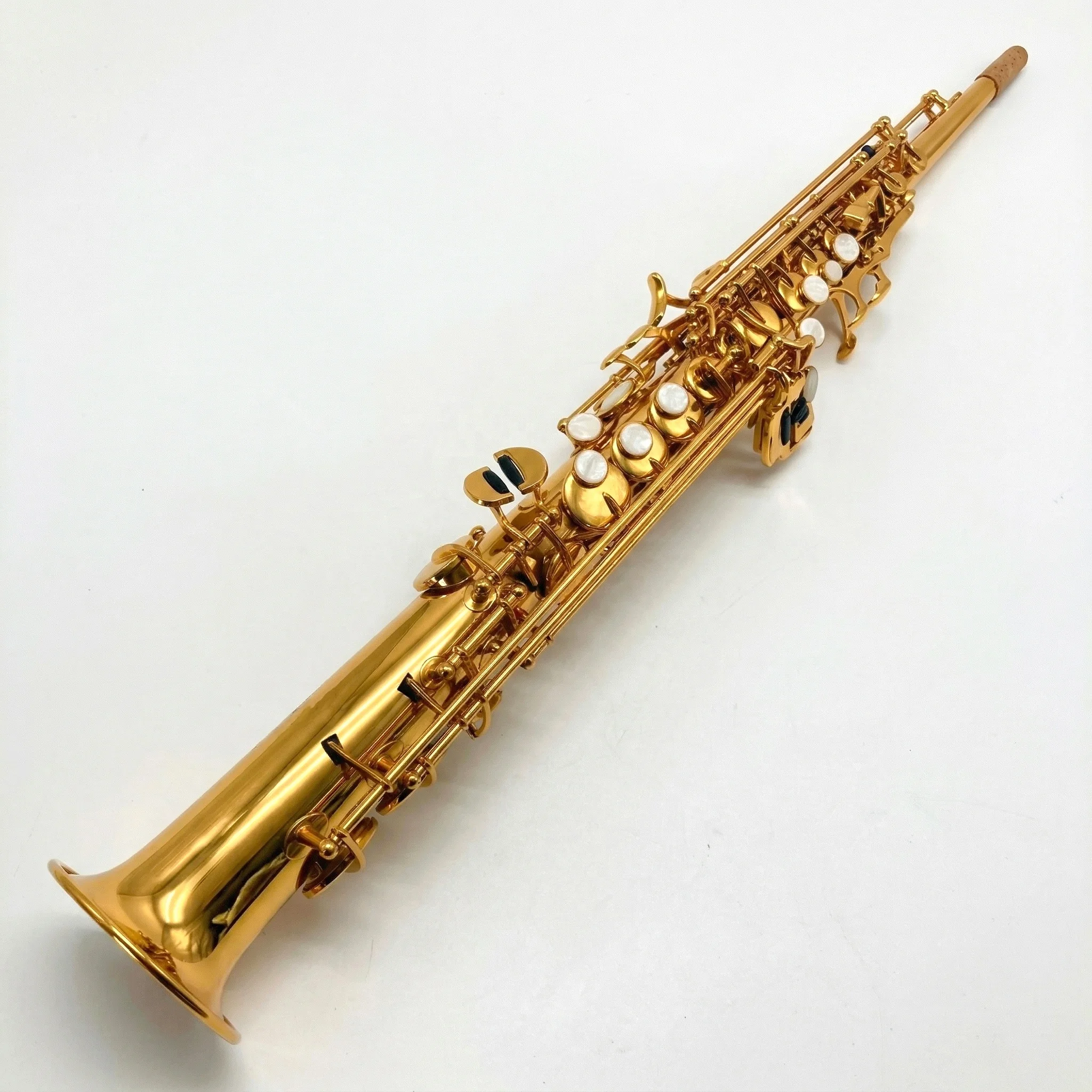 Factory Direct Sale Gold Lacquer Straight Soprano Saxophone Bb Tune with Exquisite Engraving Wholesale Price