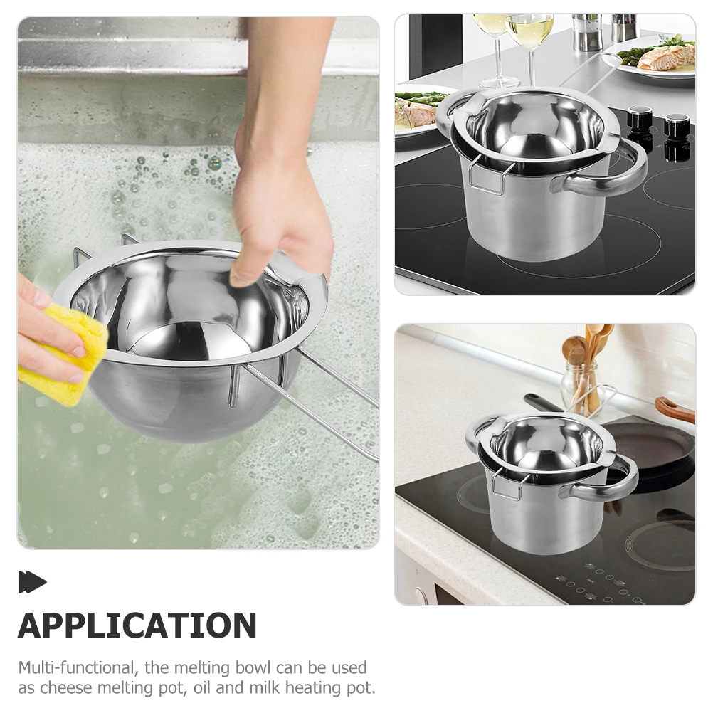 

Stainless Steel Chocolate Melting Pot 16cm Outer 600ml Inner Double Boiler Baking Sweets Rust Resistant Easy Clean Multi