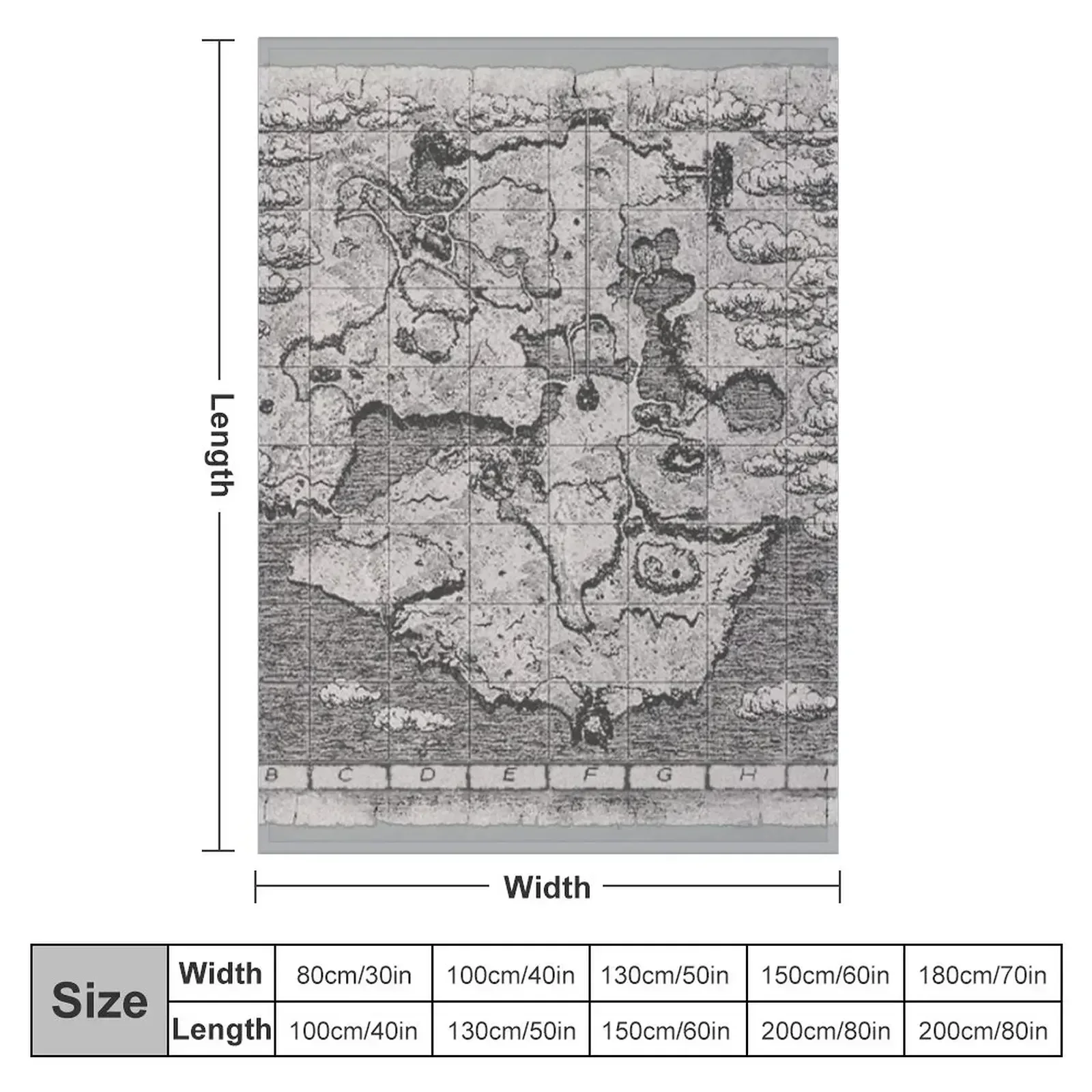 Shadow of the Colossus map Throw Blanket couch cozy soft plush fuzzy picnic outdoor blanket